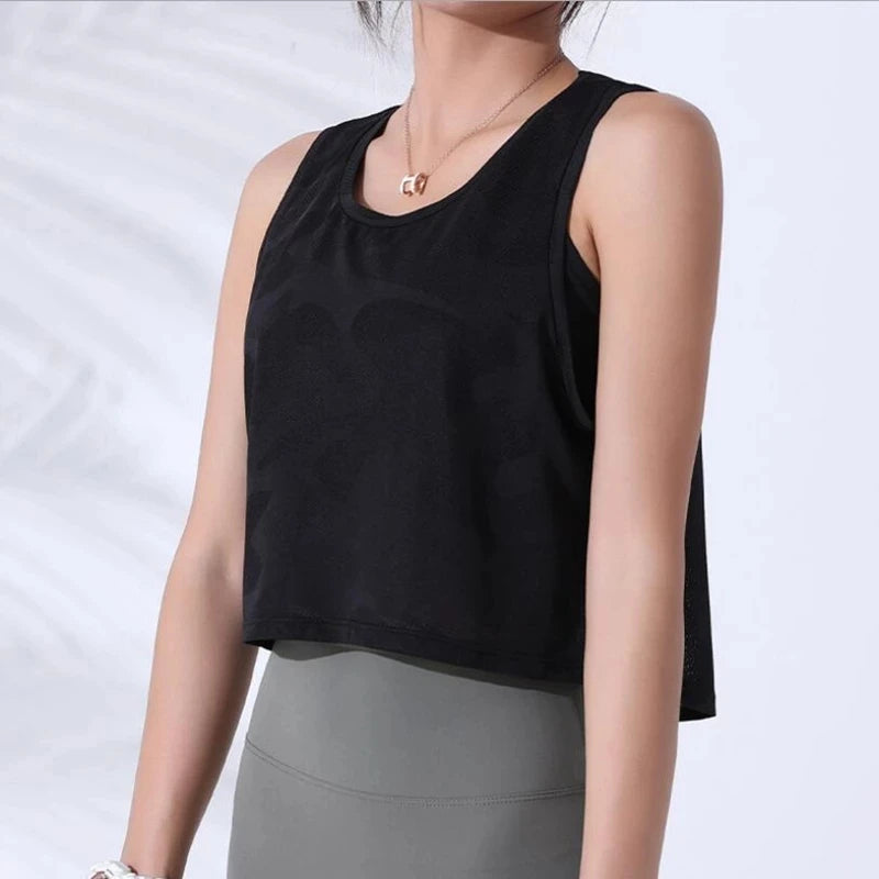 Women Camouflage Running Vest Fitness Crop Top