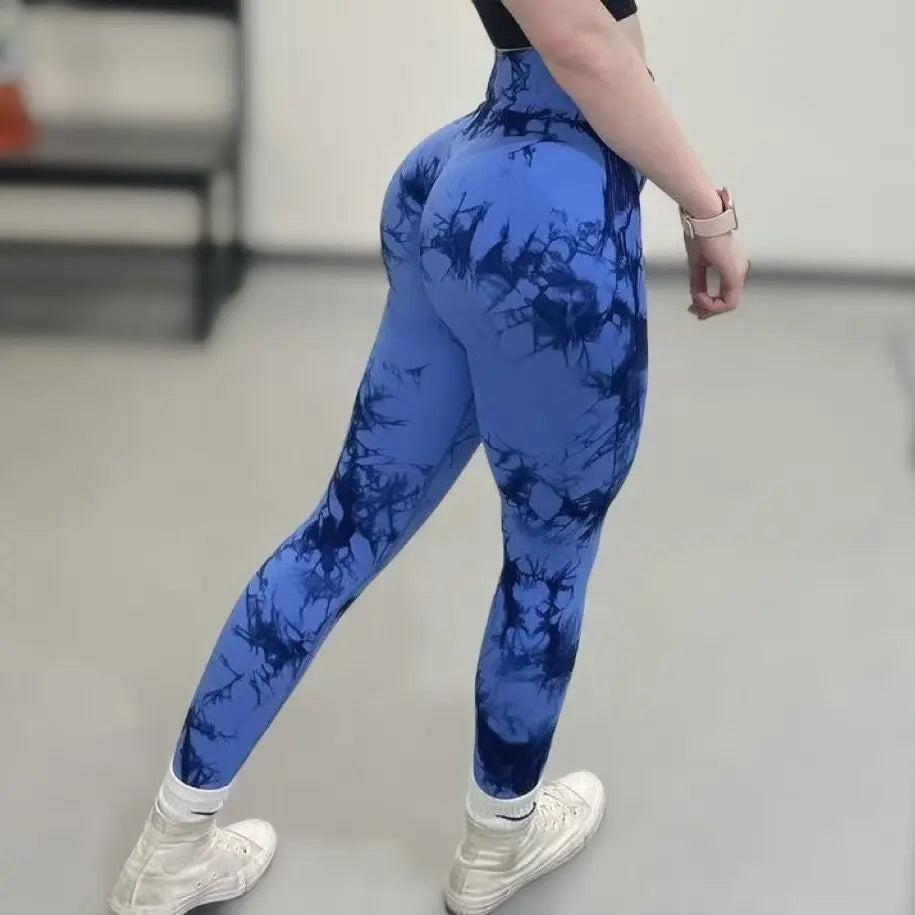 Women Tie Dye Gym Leggings- High Waist Compression Fit