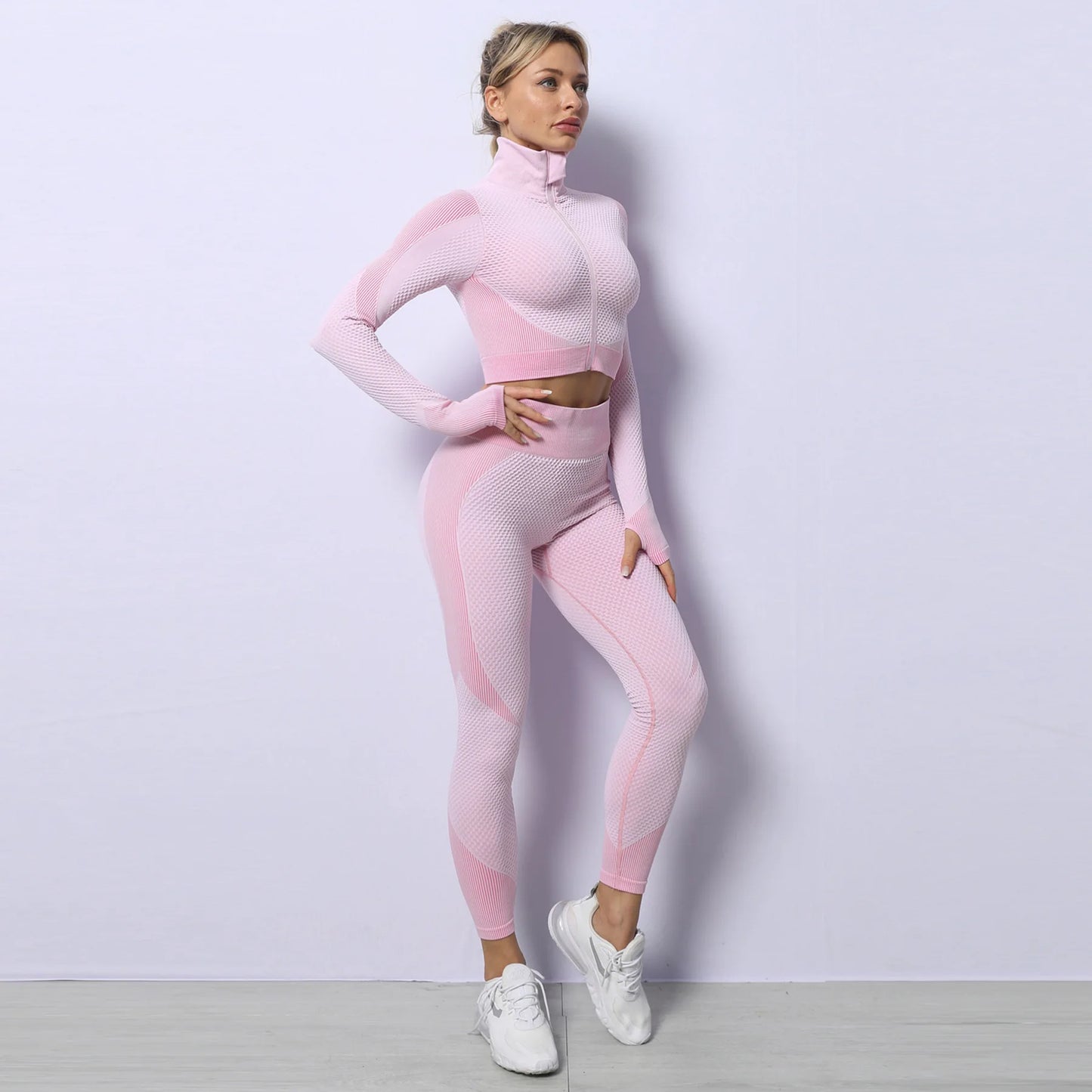 Women’s 3-Piece Seamless Yoga Set – Sports Bra, Vest Jacket & High-Waist Pants