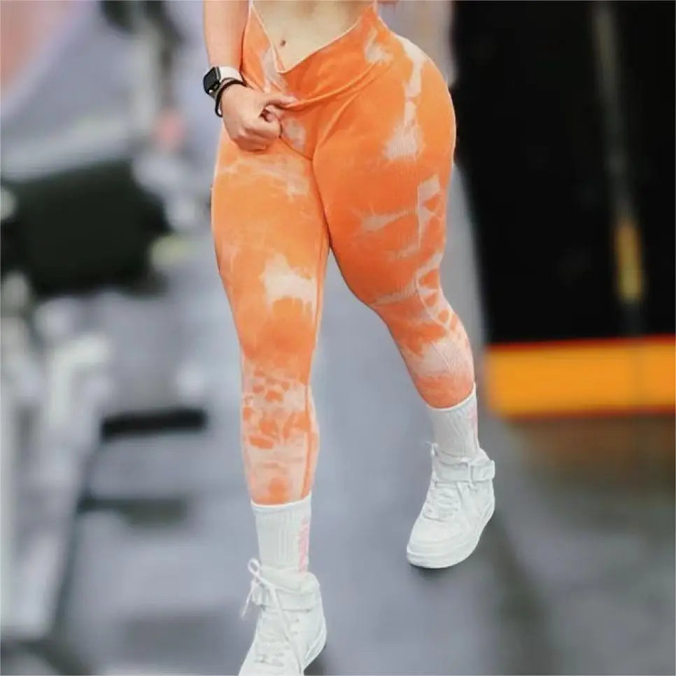 Women Tie Dye Gym Leggings- High Waist Compression Fit