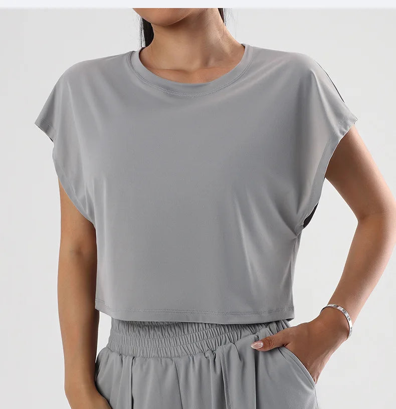 Women’s Loose Fit Yoga Top – Short Sleeve Quick-Dry Sportswear