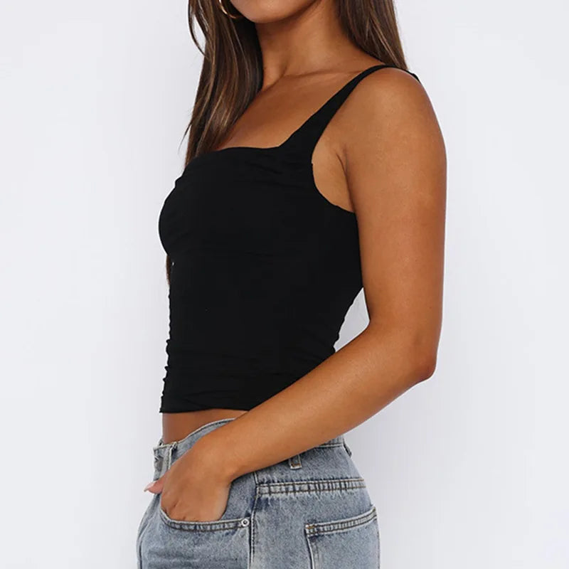 Women’s Backless Tank Top – Solid Slim Fit, Sleeveless Cami