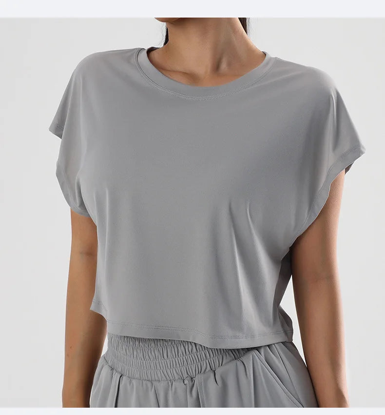 Women’s Loose Fit Yoga Top – Short Sleeve Quick-Dry Sportswear