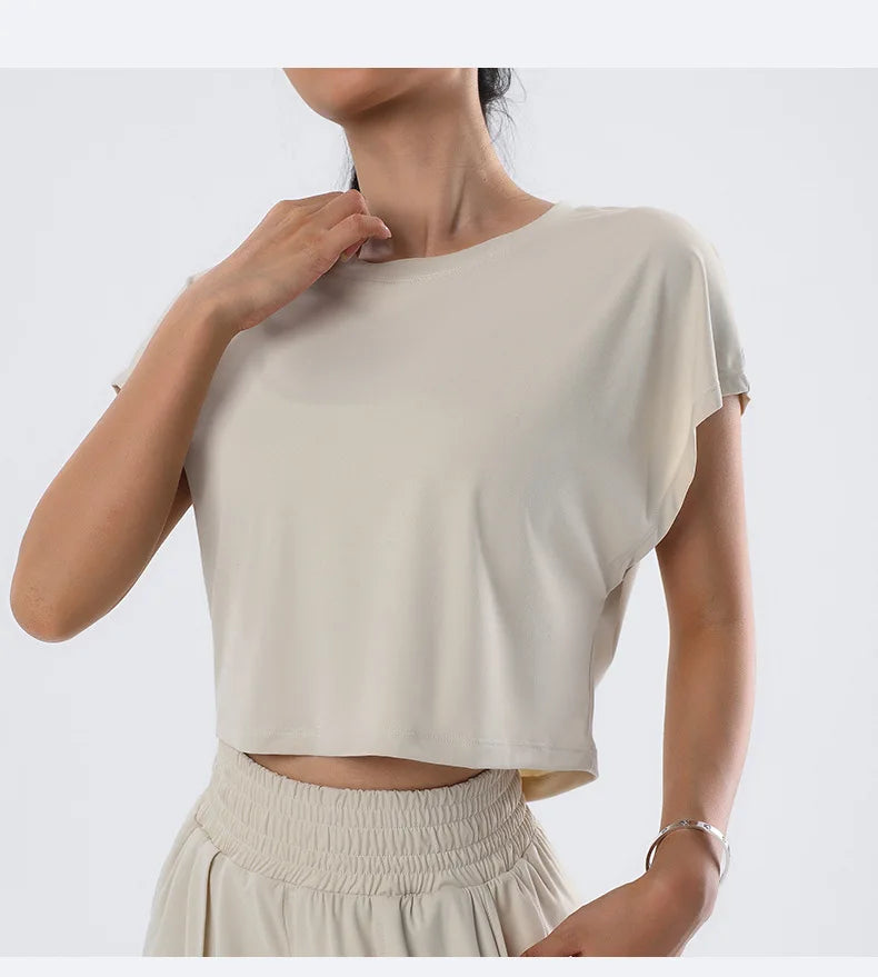 Women’s Loose Fit Yoga Top – Short Sleeve Quick-Dry Sportswear