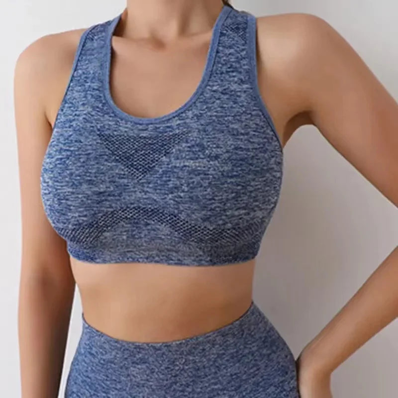 Women’s Seamless Yoga Set – Sports Bra & High-Waist Shorts