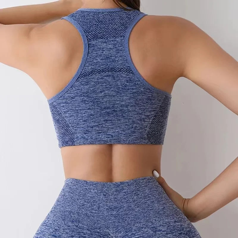 Women’s Seamless Yoga Set – Sports Bra & High-Waist Shorts