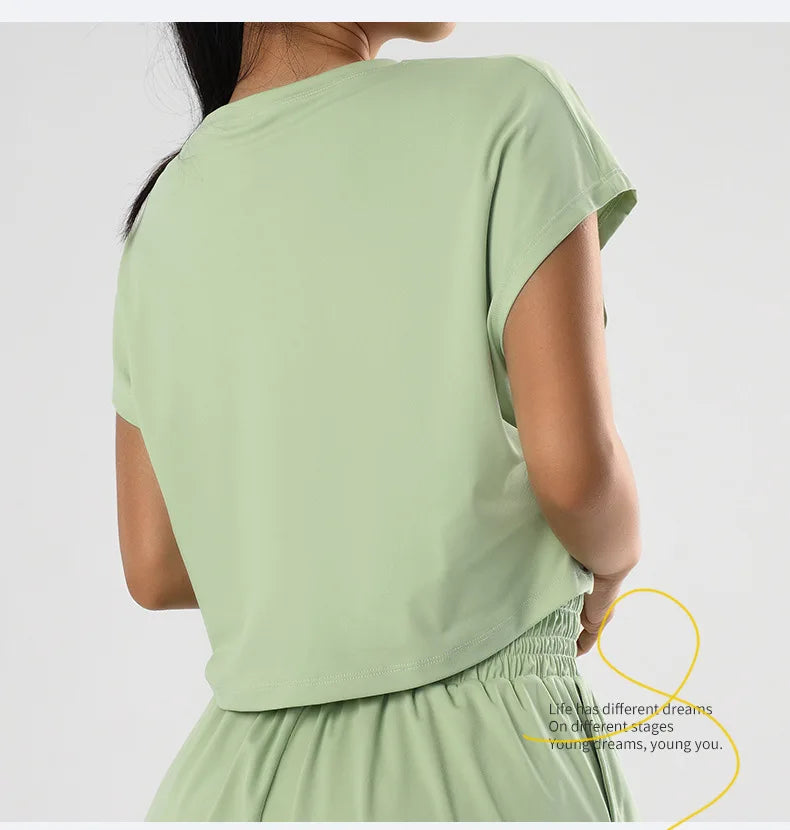 Women’s Loose Fit Yoga Top – Short Sleeve Quick-Dry Sportswear
